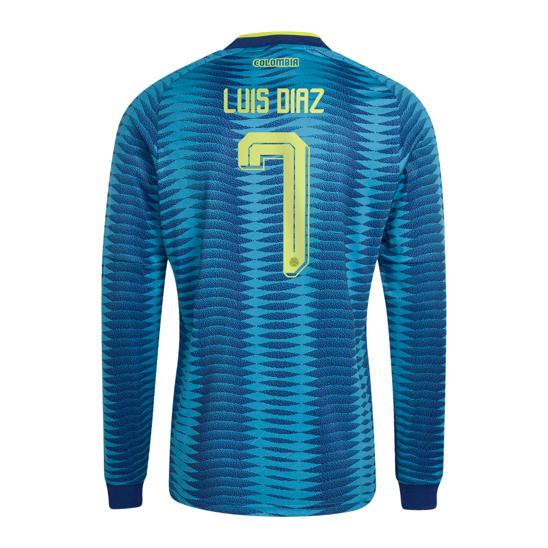 Luis Diaz Colombia National Team adidas 2026 Away Replica Long Sleeve Jersey - Turquoise