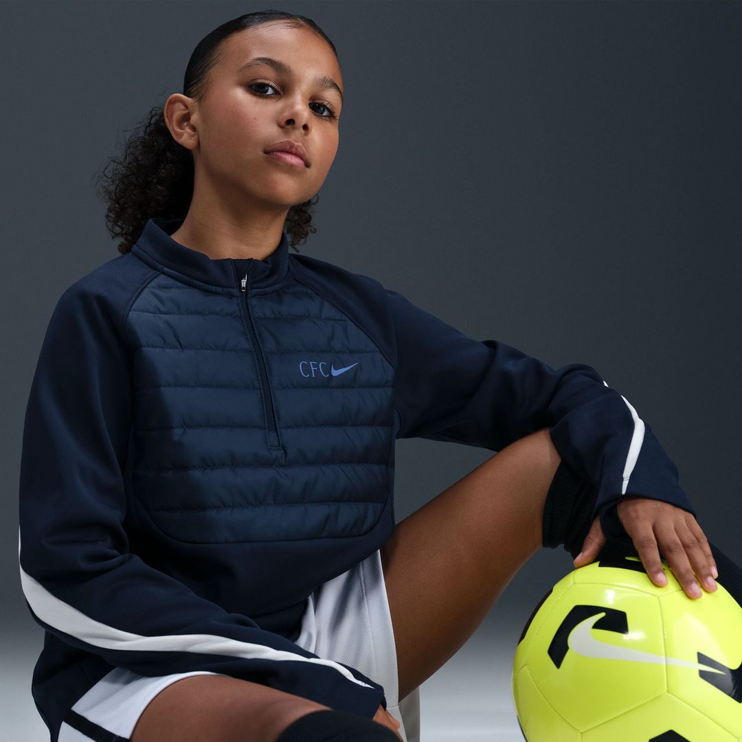 Chelsea Nike Youth 2025/26 Academy Winter Warrior Drill Training Top - Navy
