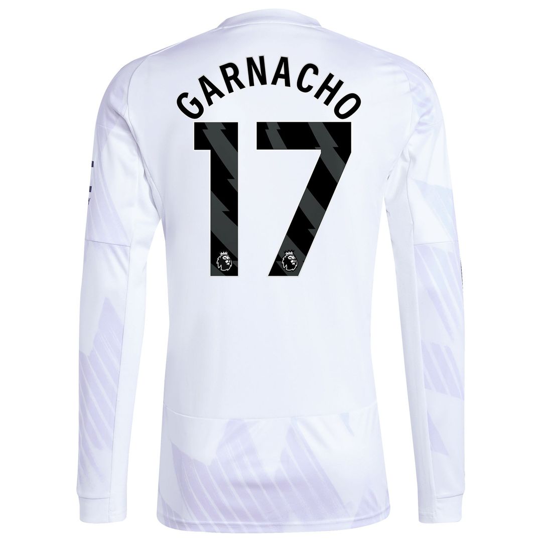 Alejandro Garnacho Manchester United adidas 2025/26 Away Replica Long Sleeve Player Jersey - White