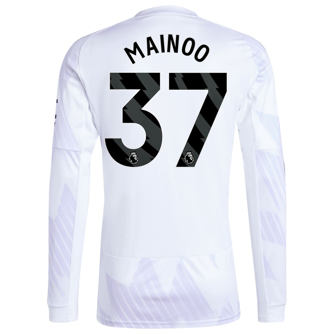 Kobbie Mainoo Manchester United adidas 2025/26 Away Replica Long Sleeve Player Jersey - White