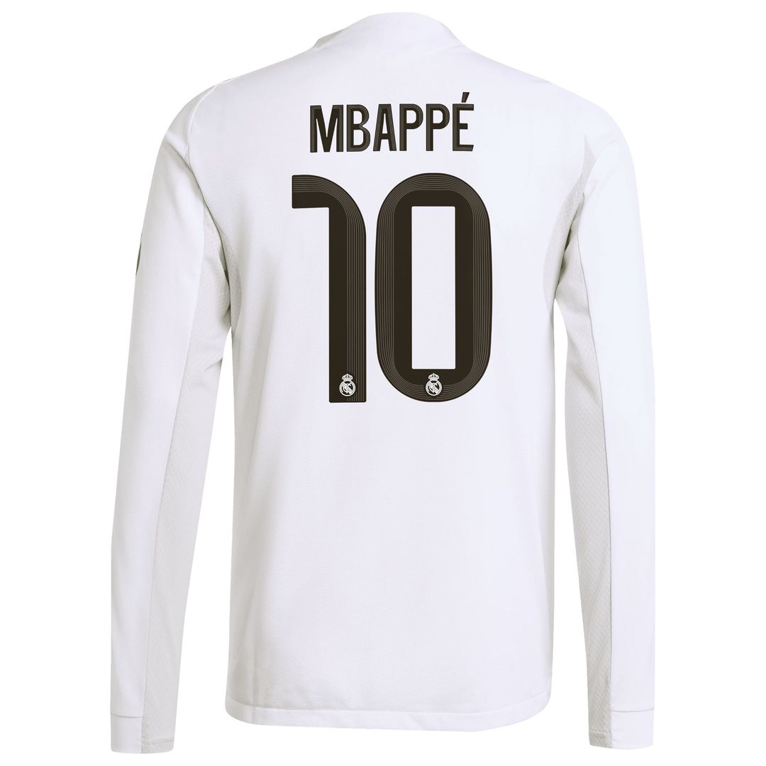 Kylian Mbappé Real Madrid adidas 2025/26 Home Authentic Long Sleeve Player Jersey - White