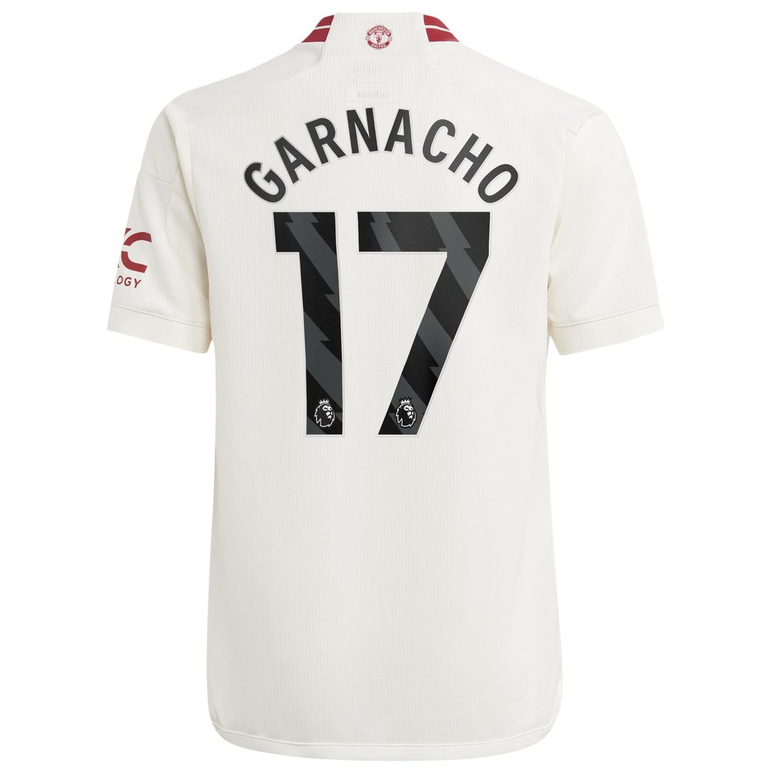 Alejandro Garnacho Manchester United adidas Youth 2023/24 Third Replica Player Jersey – White