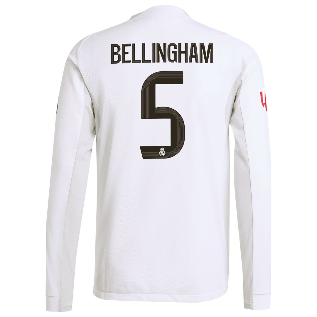 Jude Bellingham Real Madrid adidas 2025/26 Home Authentic Long Sleeve Jersey - White