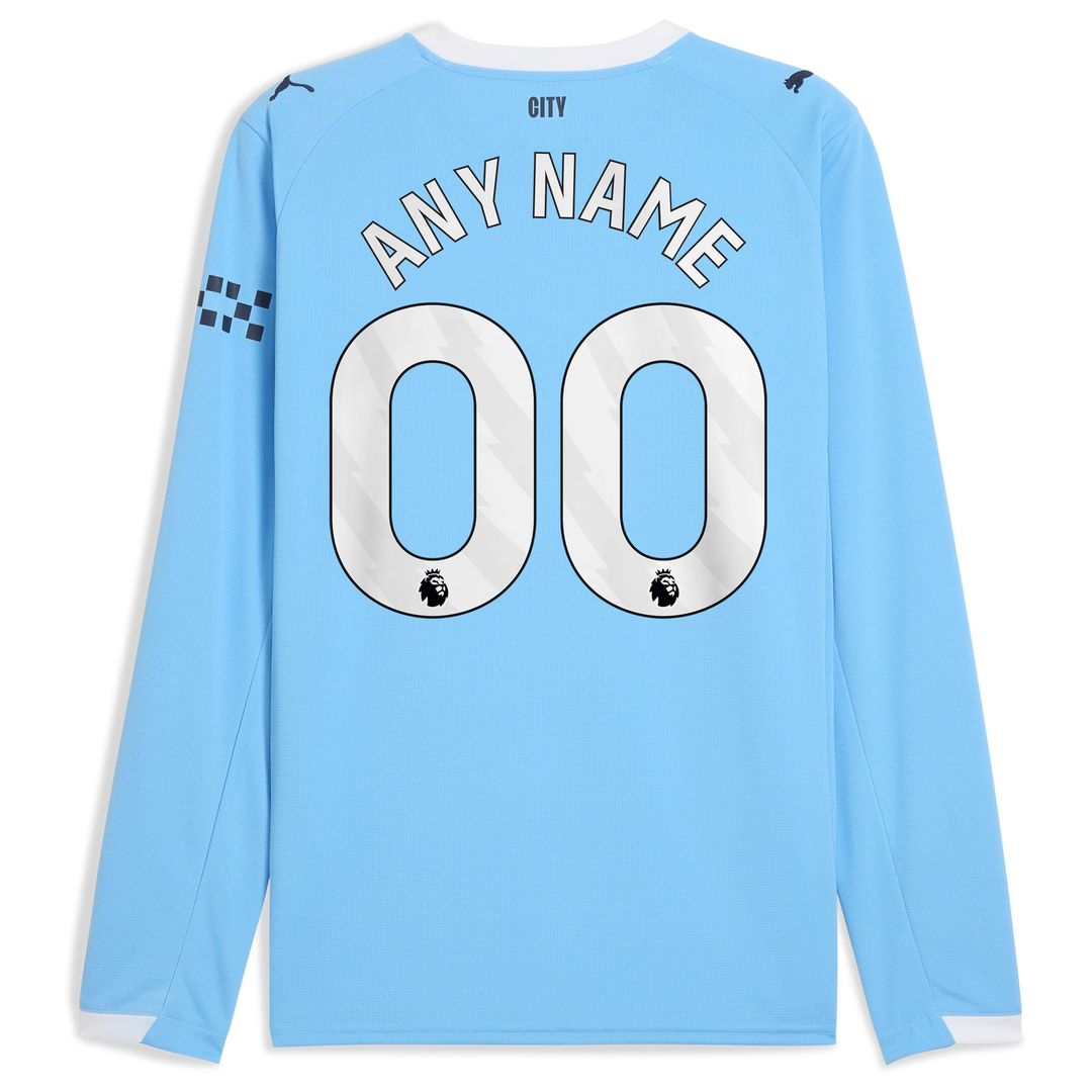 Manchester City Puma 2025/26 Home Replica Long Sleeve Custom Jersey - Sky Blue