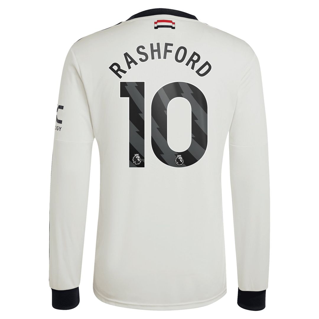 Marcus Rashford Manchester United adidas Originals 2024/25 Third Replica Long Sleeve Jersey - Cream