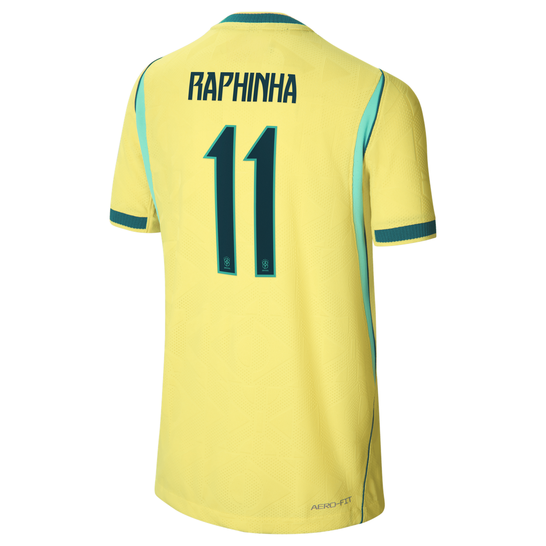Raphinha Brazil National Team Nike Youth 2026 Home Match Authentic Jersey - Yellow