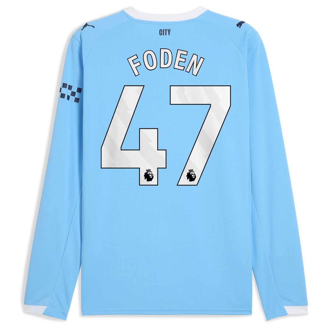 Phil Foden Manchester City Puma 2025/26 Home Replica Long Sleeve Player Jersey - Sky Blue