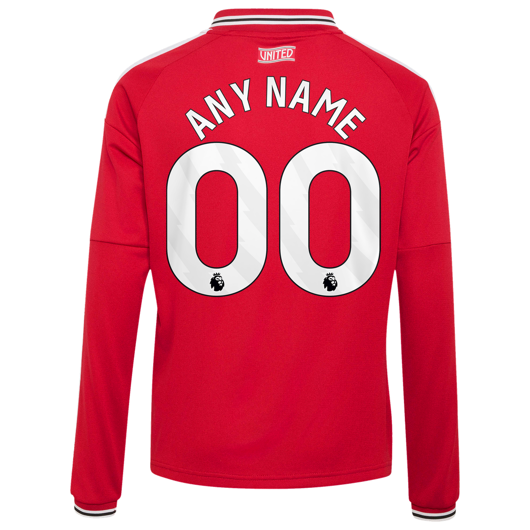 Manchester United adidas Youth 2026/27 Home Replica Long Sleeve Custom Jersey - Red