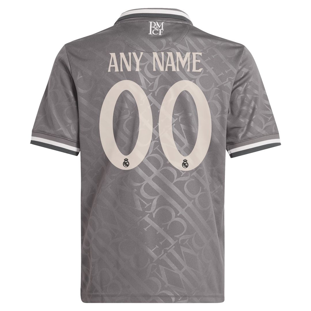 Real Madrid adidas Originals Youth 2024/25 Third Replica Custom Jersey - Charcoal