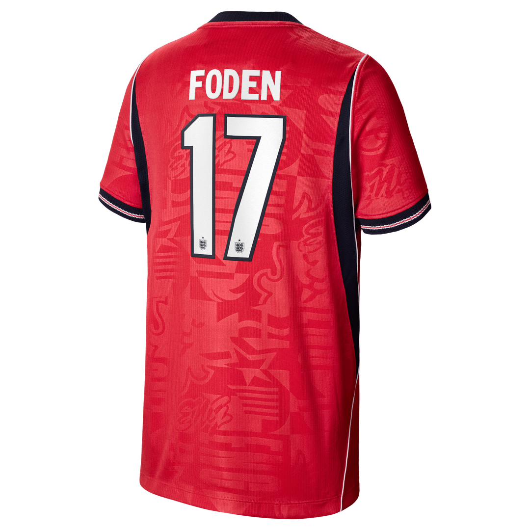 Phil Foden England National Team Nike Youth 2026 Away Stadium Replica Jersey - Red