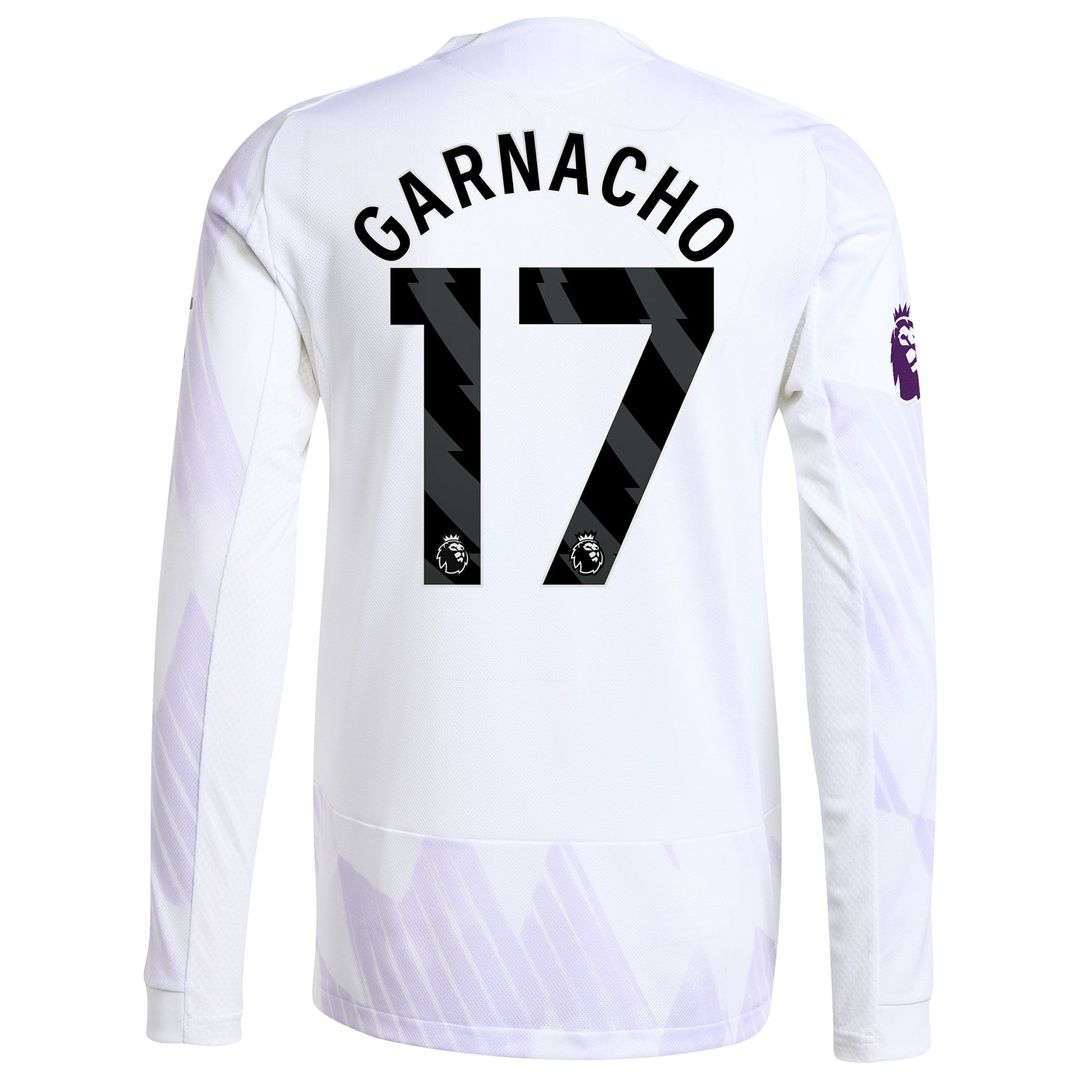 Alejandro Garnacho Manchester United adidas 2025/26 Away Authentic Long Sleeve Player Jersey - White