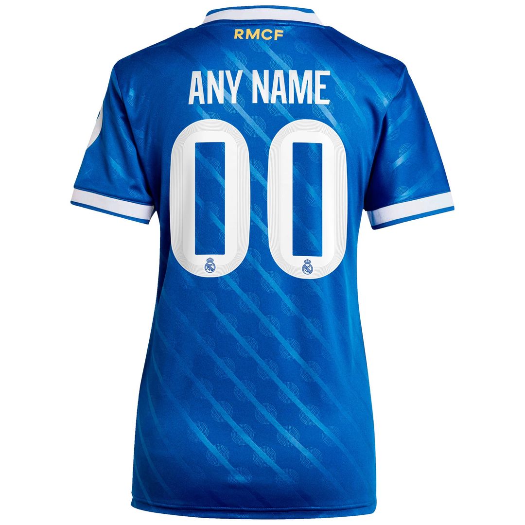 Real Madrid adidas Women's 2025/26 Third Replica Custom Jersey - Blue