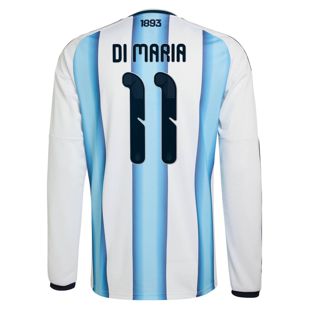 Angel Di Maria Argentina National Team adidas 2026 Home Replica Long Sleeve Jersey - White