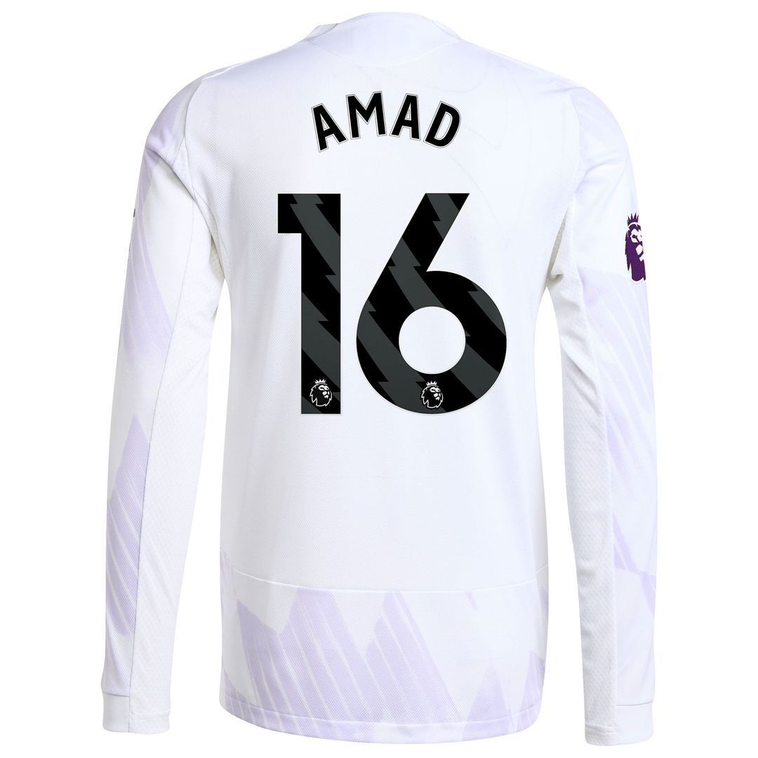 Amad Diallo Manchester United adidas 2025/26 Away Authentic Long Sleeve Player Jersey - White