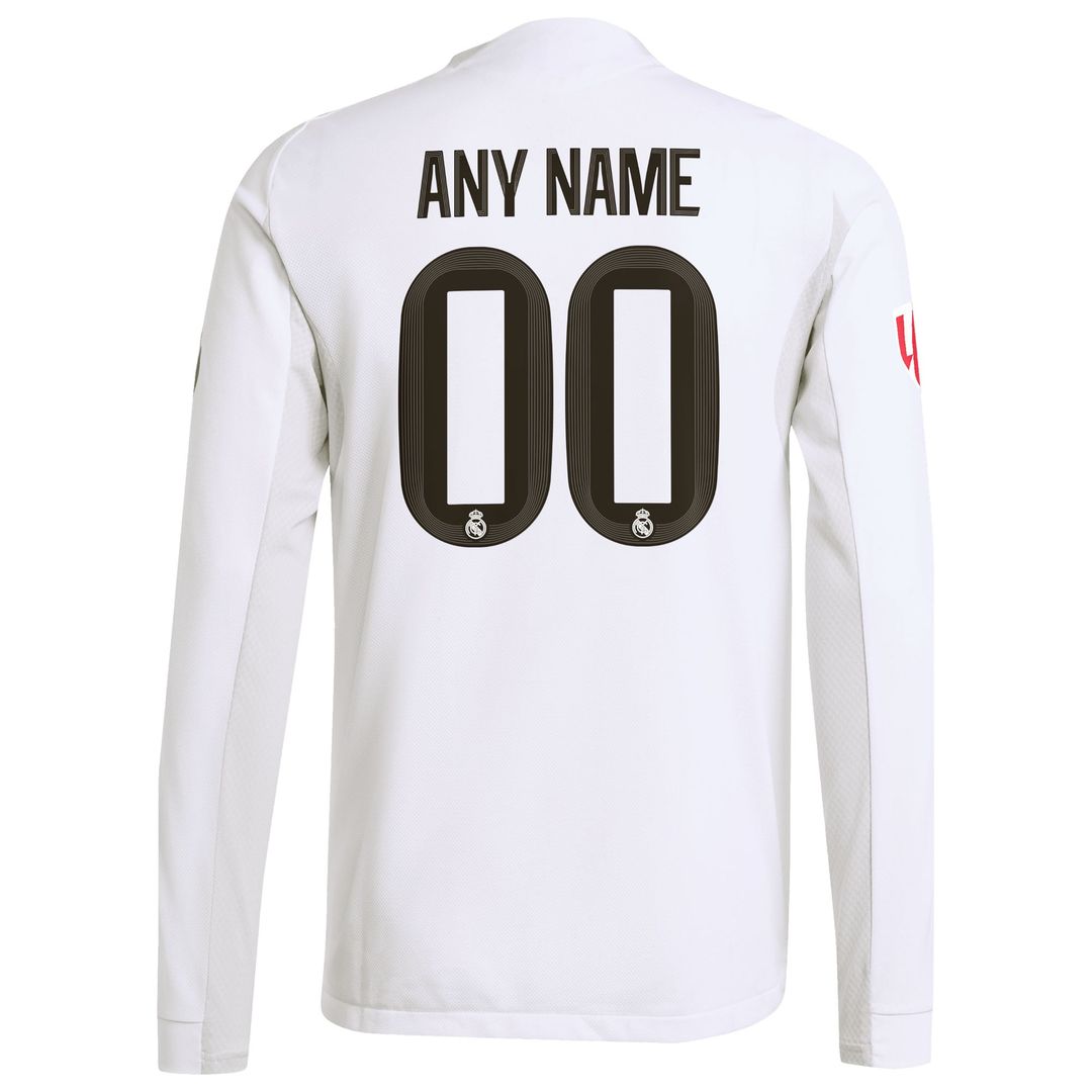 Real Madrid adidas 2025/26 Home Authentic Long Sleeve Custom Jersey - White