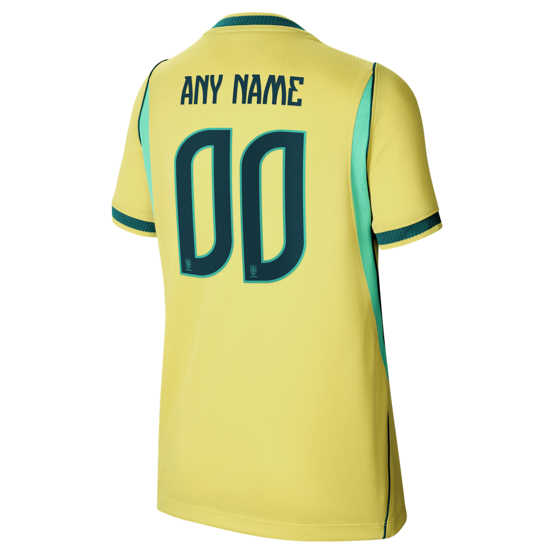 Brazil National Team Nike Youth 2026 Home Stadium Replica Custom Jersey - Yellow