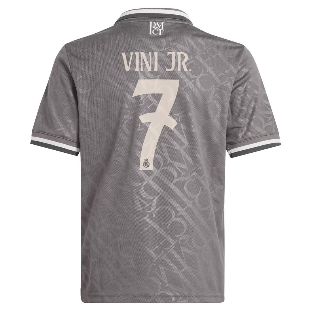 Vini Jr. Real Madrid adidas Originals Youth 2024/25 Third Replica Player Jersey - Charcoal