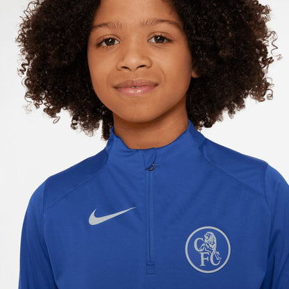Chelsea Nike Youth 2025/26 Strike Drill Quarter-Zip Dri-FIT Long Sleeve Top - Blue