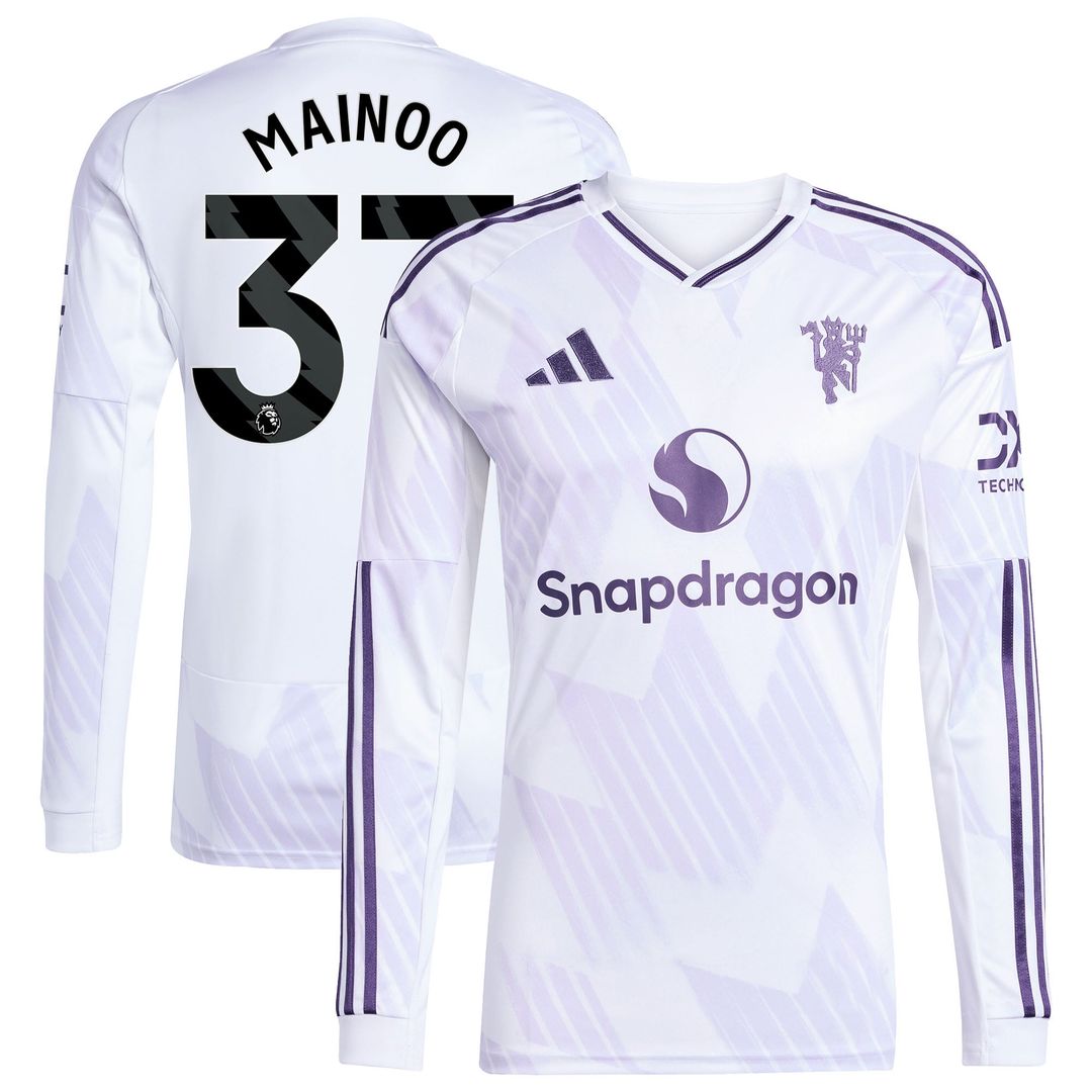 Kobbie Mainoo Manchester United adidas 2025/26 Away Replica Long Sleeve Player Jersey - White
