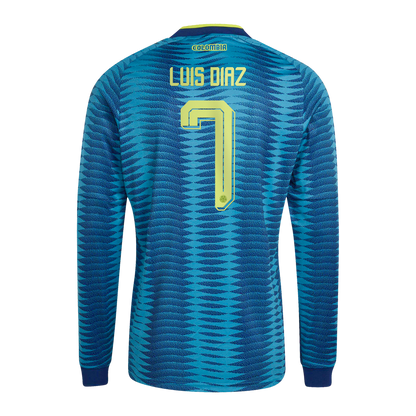 Luis Diaz Colombia National Team adidas 2026 Away Replica Long Sleeve Jersey - Turquoise