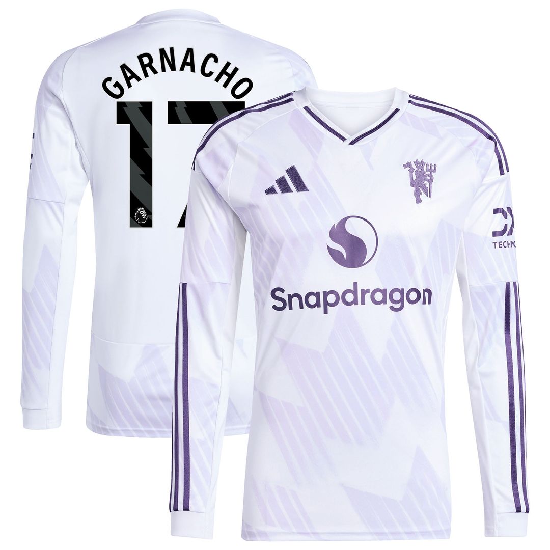 Alejandro Garnacho Manchester United adidas 2025/26 Away Replica Long Sleeve Player Jersey - White