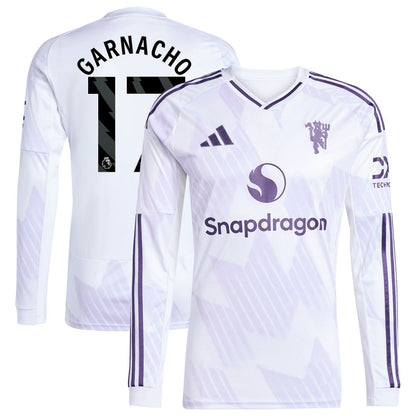 Alejandro Garnacho Manchester United adidas 2025/26 Away Replica Long Sleeve Player Jersey - White