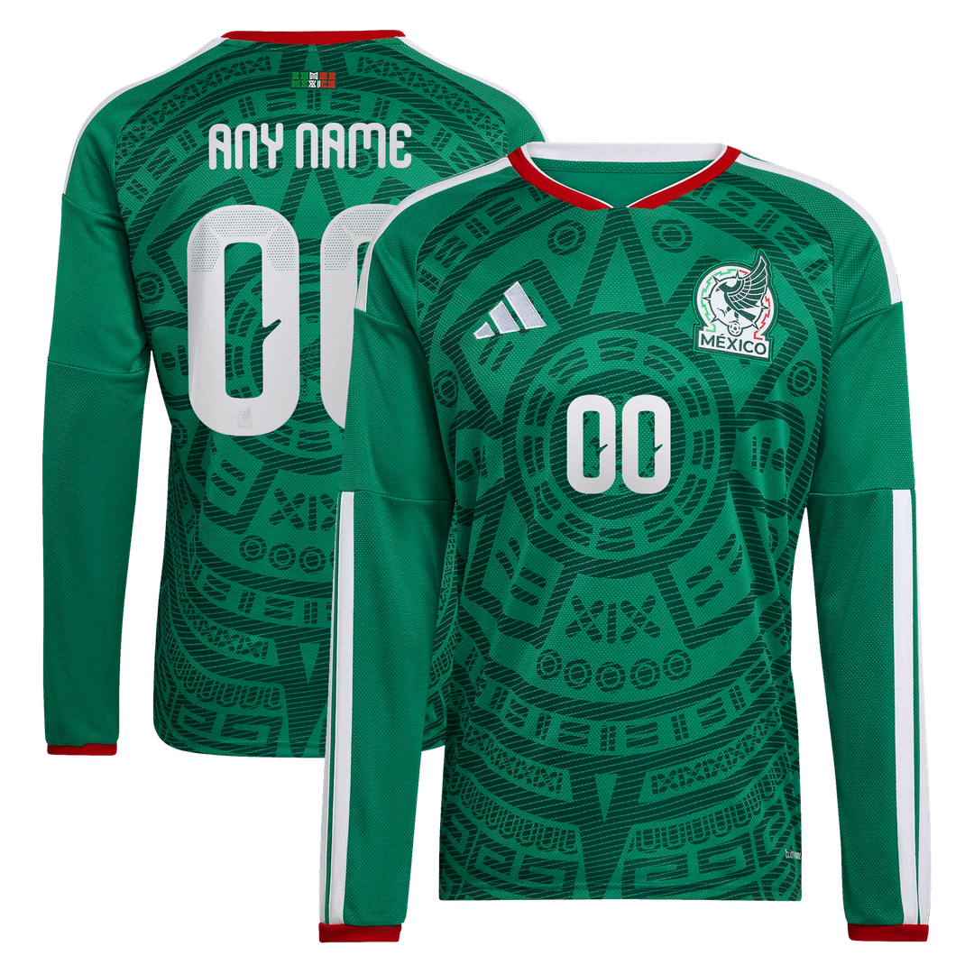 Mexico National Team adidas 2026 Home Replica Long Sleeve Custom Jersey - Green
