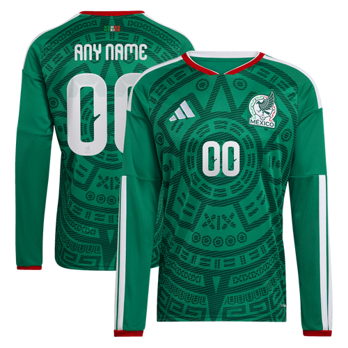 Mexico National Team adidas 2026 Home Replica Long Sleeve Custom Jersey - Green