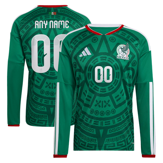 Mexico National Team adidas 2026 Home Replica Long Sleeve Custom Jersey - Green