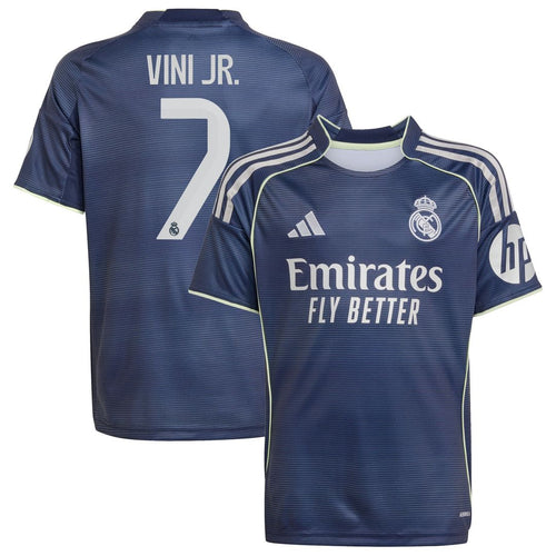 Vini Jr. Real Madrid adidas Youth 2025/26 Away Replica Player Jersey - Blue