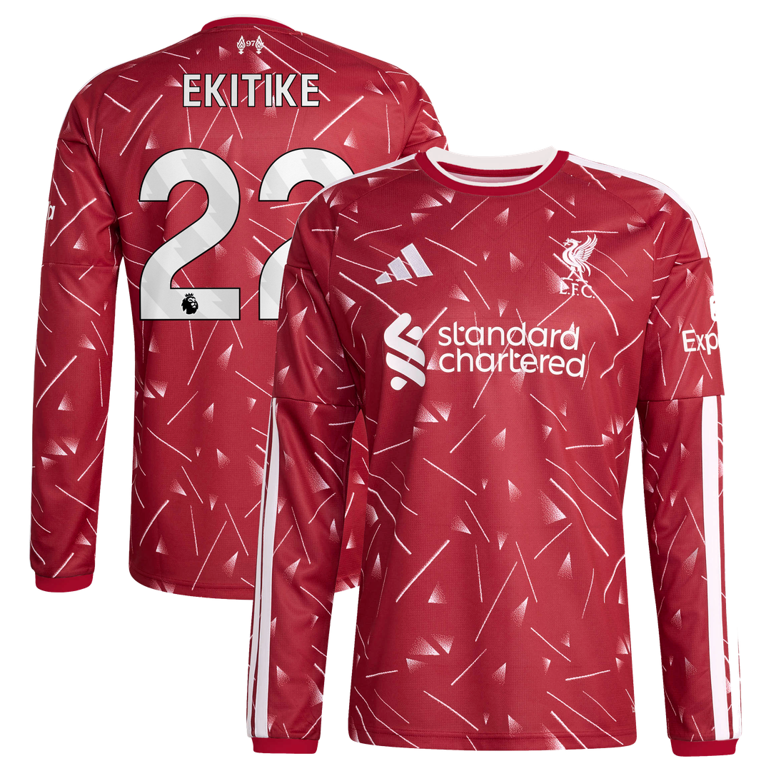 Hugo Ekitike Liverpool adidas 2026/27 Home Replica Long Sleeve Jersey - Red
