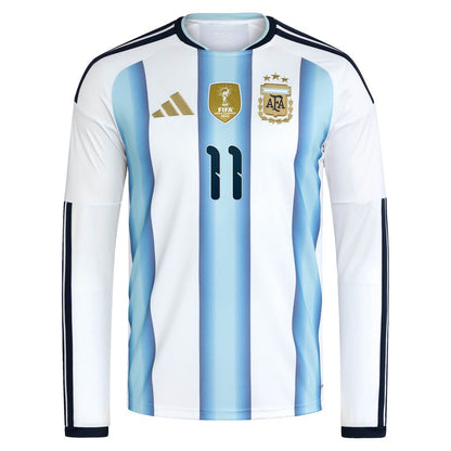 Angel Di Maria Argentina National Team adidas 2026 Home Replica Long Sleeve Jersey - White