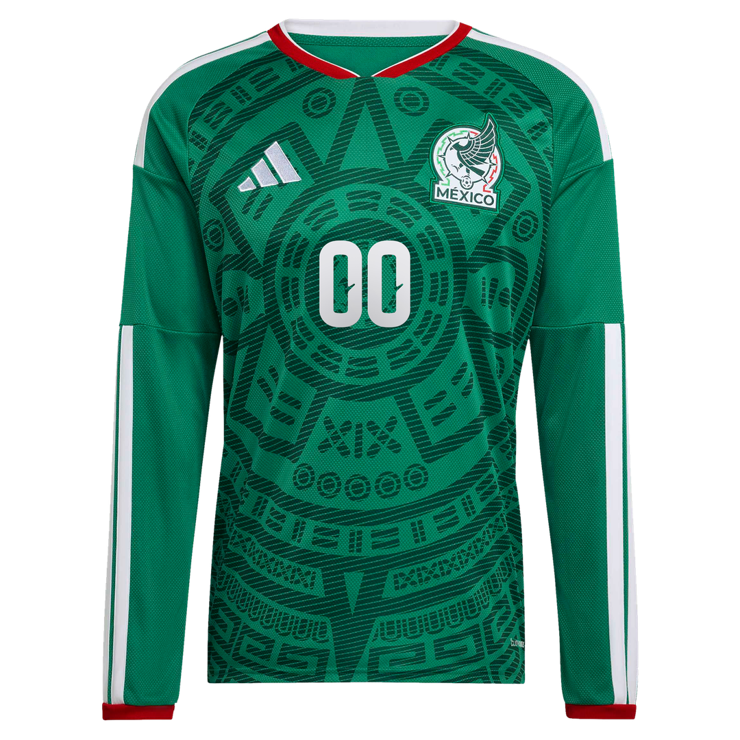 Mexico National Team adidas 2026 Home Replica Long Sleeve Custom Jersey - Green