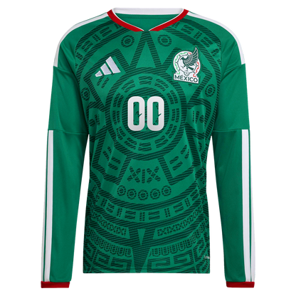 Mexico National Team adidas 2026 Home Replica Long Sleeve Custom Jersey - Green