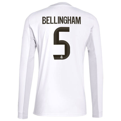Jude Bellingham Real Madrid adidas 2025/26 Home Replica Long Sleeve Jersey - White