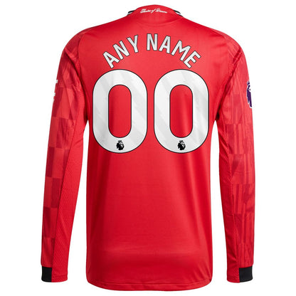 Manchester United adidas Home 2025/26 Custom Authentic Long Sleeve Jersey - Red