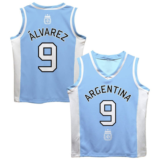 Julián Álvarez Argentina National Team Vive La Fete  Mesh Basketball Jersey - Light Blue