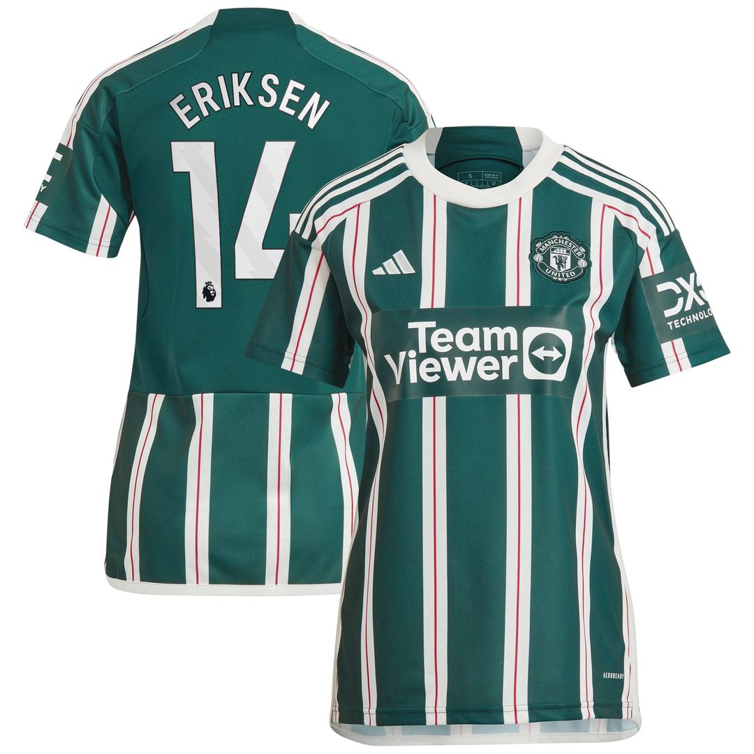 Christian Eriksen Manchester United adidas Women's 2023/24 Away Replica Player Jersey - Green