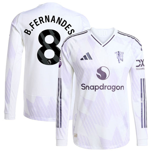Bruno Fernandes Manchester United adidas 2025/26 Away Authentic Long Sleeve Player Jersey - White