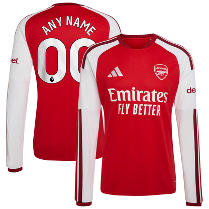Arsenal adidas 2026/27 Home Replica Custom Long Sleeve Jersey - Red