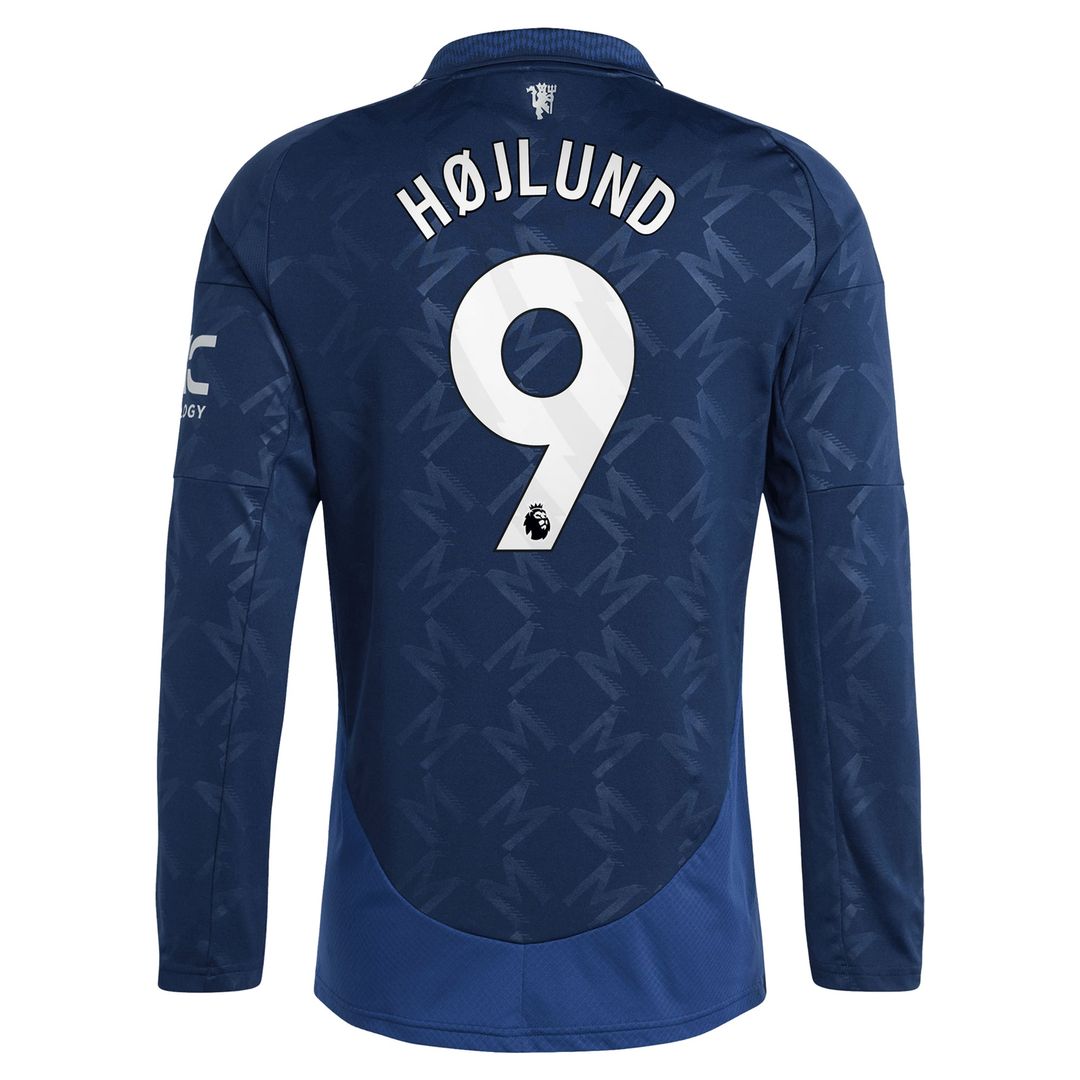 Rasmus Højlund Manchester United adidas 2024/25 Away Replica Long Sleeve Player Jersey - Navy