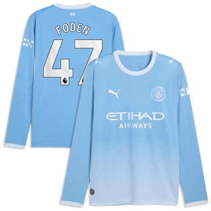 Phil Foden Manchester City Puma 2026/27 Home Replica Long Sleeve Jersey - Light Blue