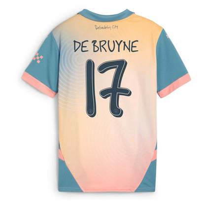 Kevin De Bruyne Manchester City Puma Youth 2024/25 Home Replica Player Jersey - Light Blue