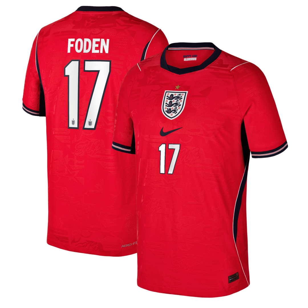 Phil Foden England National Team Nike Youth 2026 Away Match Authentic Jersey - Red