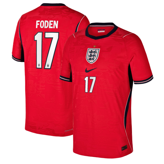 Phil Foden England National Team Nike Youth 2026 Away Match Authentic Jersey - Red