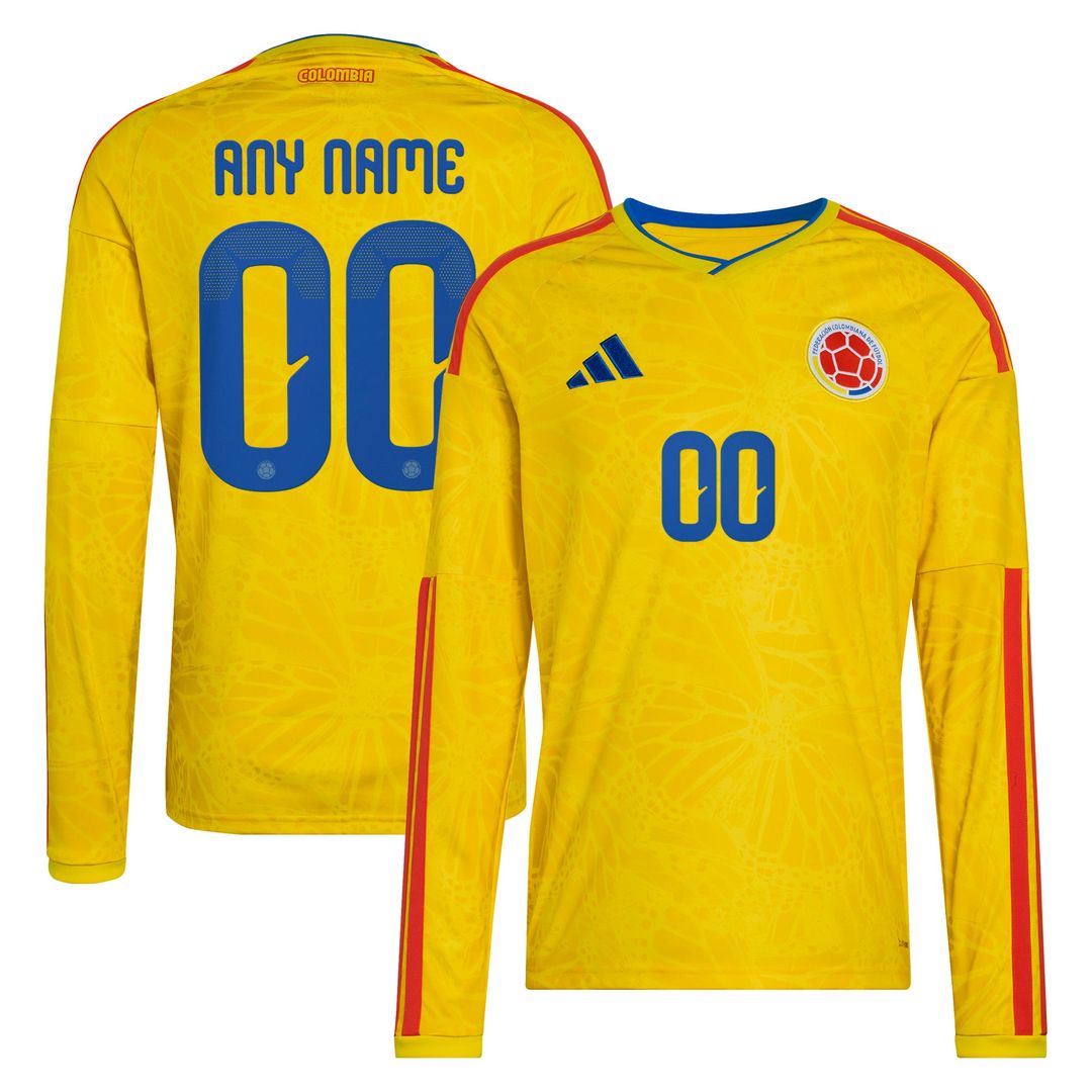 Colombia National Team adidas 2026 Away Replica Long Sleeve Custom Jersey - Turquoise