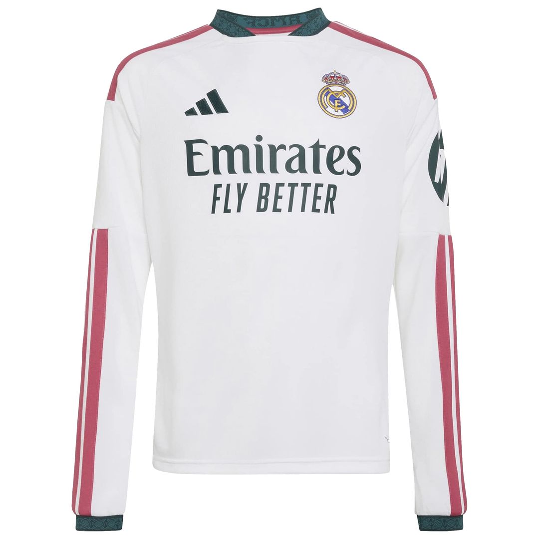 Real Madrid adidas Youth 2026/27 Home Replica Custom Long Sleeve Jersey - White