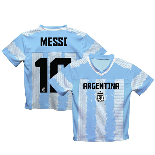Lionel Messi Argentina National Team Vive La Fete  Football Jersey - Light Blue