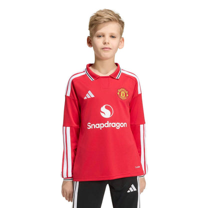 Manchester United adidas Youth 2026/27 Home Replica Long Sleeve Jersey - Red