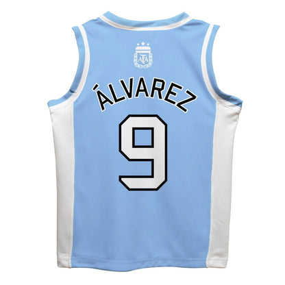 Julián Álvarez Argentina National Team Vive La Fete  Mesh Basketball Jersey - Light Blue